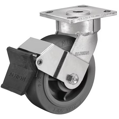 Albion 18Xs04229sfbe 4'' X 2'' Non-Marking Rubber Soft Flat Swivel Caster, Face