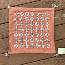 Coral Beaded Throw Pillow Cover Pier 1 Coastal Cowrie Shell Embellished Surya