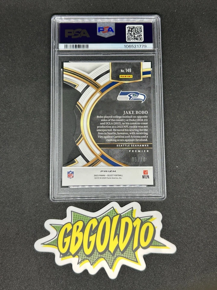 2023 Select Football Jake Bobo Rookie Gold /10 PSA 10 - Image 2 of 2