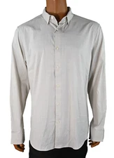 Perry Ellis Mens Shirt New XL Beige Plaid Long Sleeves Button Down