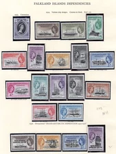 FALKLAND ISLANDS DEPENDENCIES 1954-1956 S.G. G26-G41 COMPLETE SETS LIGHT HINGE