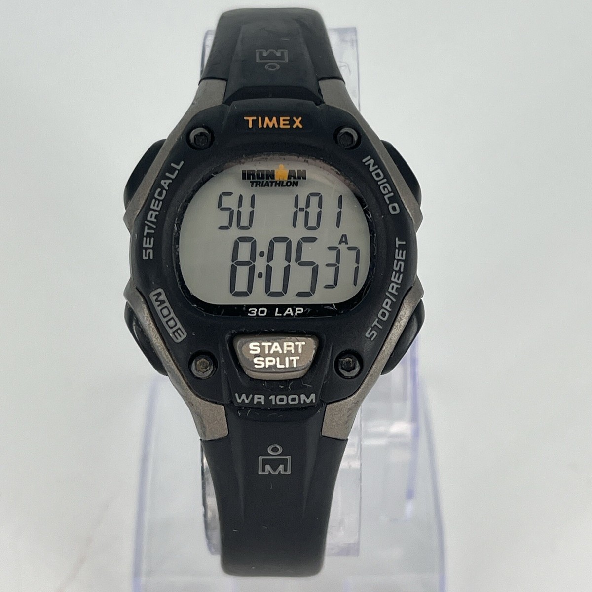 Timex Ironman Triathlon Watch Men Indiglo Black Orange 100M 30Lap 