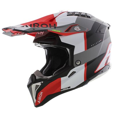 Airoh MX Helmet Aviator 3 AMS² Monarch Matt Grey White Red