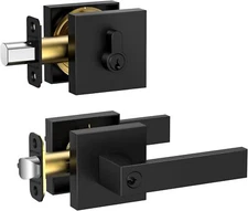 Door Handle Heavy Duty Deadbolt Reversible Square Door Lever f Bedroom, Bathroom