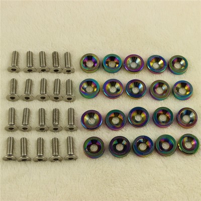 NEO CHROME 20PCS CNC BILLET ALUMINUM FENDER WASHER BOLT ENGINE BAY ...