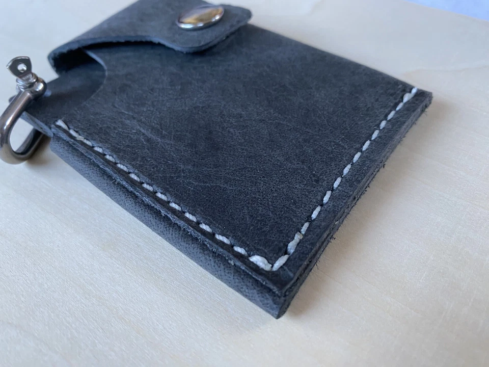 Cartera de cuero minimalista hecha a mano para tarjetas de bolsillo EDC regalo hecha a mano en EE. UU. Nueva Foto 4 de 4