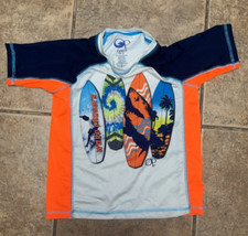 Pre-Owned OP XS 4-5 Boys Swim Shirt Short Sleeve -Surf Boards-