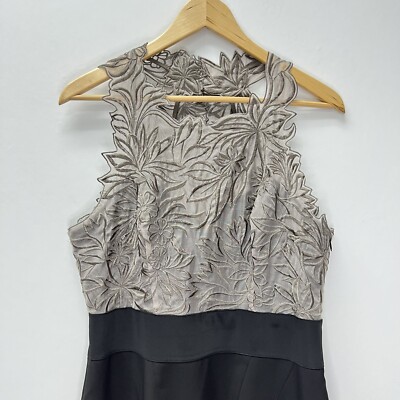 Karen Millen Black Grey Lace Sleeveless Midi Sheath Dress Floral Size 10 |  eBay
