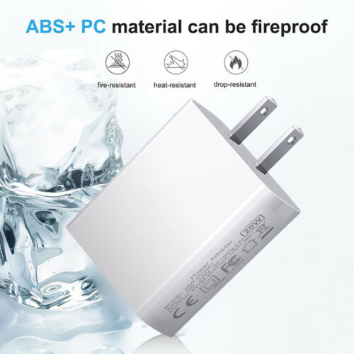20W PD USB-C Power Adapter Home Travel Wall Charger US Plug For iPhone Samsung - Photo 22 sur 25
