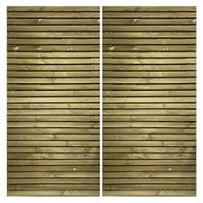 Redwood Slatted Style Driveway Gates Pair Strong Modern Slats Entrance Gates