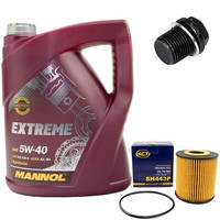 MotoröL Set 5W-40 5 Liter + ÖLfilter SH 443 P + Schraube FüR Volvo S70 V70 2.3
