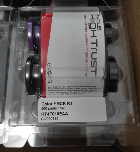 1x Evolis HighTrust Color YMCK RT Avansia Transfer Film 500 prints RT4F010EAA