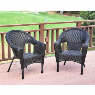 Jeco Resin Wicker Patio Rocker in Brown (Set of 2)