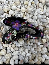 Handpainted Hair Clip - Purple Flowers