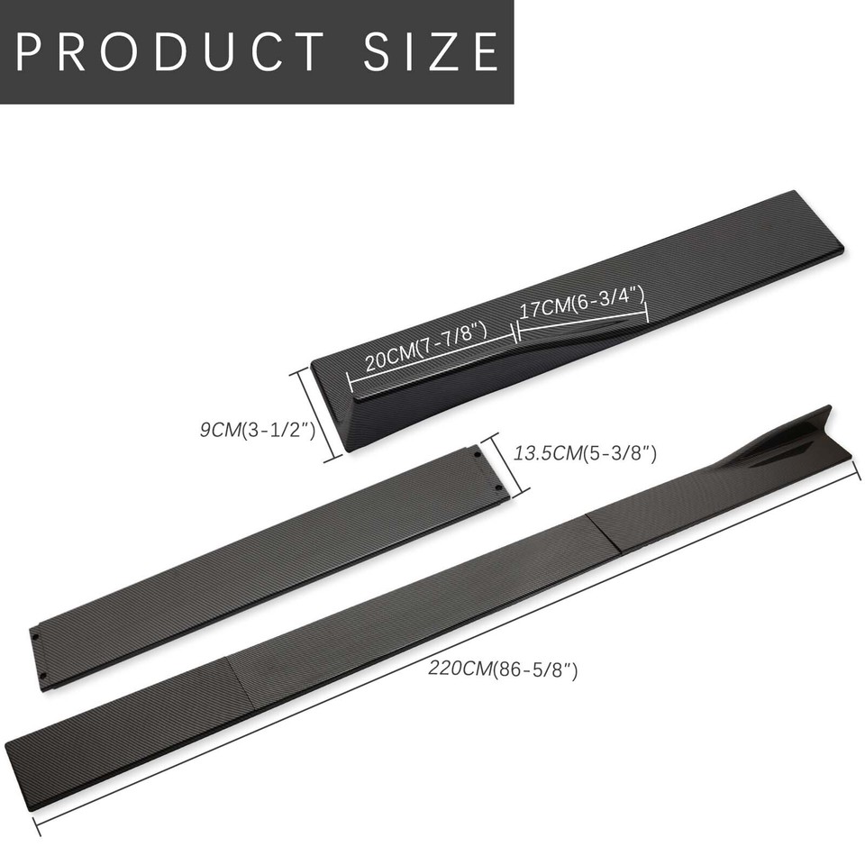 For Acura TLX ILX Gloss 86.6'' Side Skirt Extension + 2x Rear Side ...