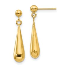 14K Yellow Gold 3D Teardrop Dangle Stud Earrings Madi K Children's Jewelry