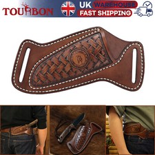 TOURBON Knife Sheath Leather Fixed Blade Pouch Tool Carrier for Belt UK Camping