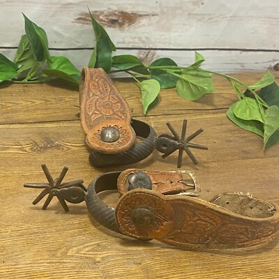 Ancien éperon Mexicain Charro En Fer Avec Incrustations Argent – Cowboy, 2 Rowel