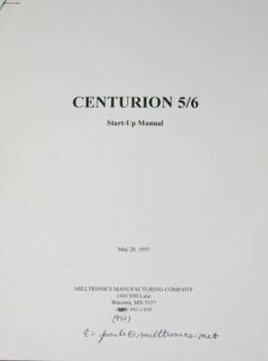 Milltronics Centurion 5/6 Start up Manual w/ Programming 50 Pages 1997