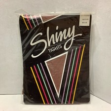 New Vintage Shiny Tights with Lycra Size Medium Beige Made USA Pantyhose