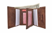 RFID Blocking Men's Vintage Soft Genuine Leather Classic Trifold Antique Wallet