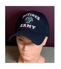 UNITED STATES ARMY BLACK "RETIRED ARMY" HOOK/LOOP BACK CAP/HAT