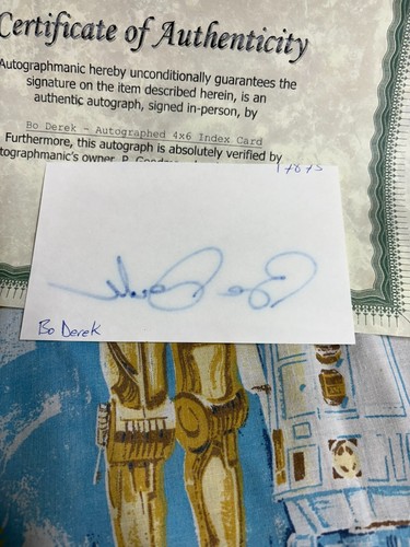 Tarjeta indexada autografiada vintage de Bo Derek con foto sexy actriz estrella modelo certificado de autenticidad - Imagen 5 de 5