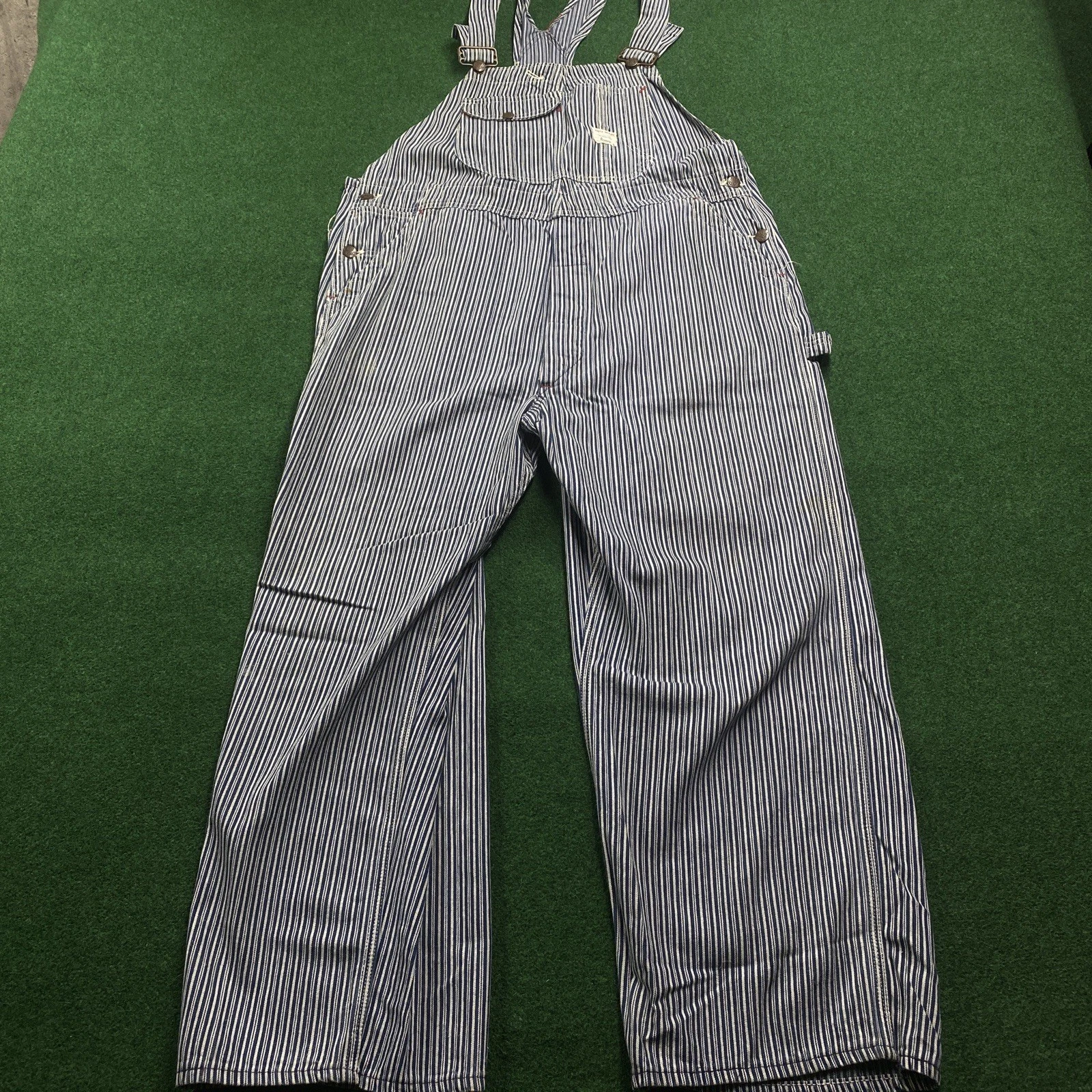 Vintage BIG MAC Pinstripe Overalls Mens 40 Blue 50S SANFORIZED Denim UNION MADE