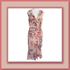 Eliza J Sleeveless Flutter Hem Textured Floral Wrap Dress – Size 8 – NWT