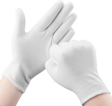 30 Pcs White Cotton Gloves for Dry Hands Moisturizing Eczema Overnight, Men and
