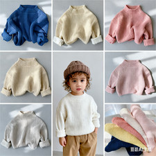 Baby Boy Kids Pullover Knit Sweater Crewneck Knit Long Sleeve Tops Size 73-130