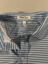 Straight Down - Polo Shirt Mens Large Blue Stripe Golf Performance XL RN 95016