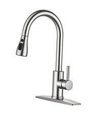 Kitchen Faucets with Pull Down Sprayer, Brushed Stainless Steel Classic