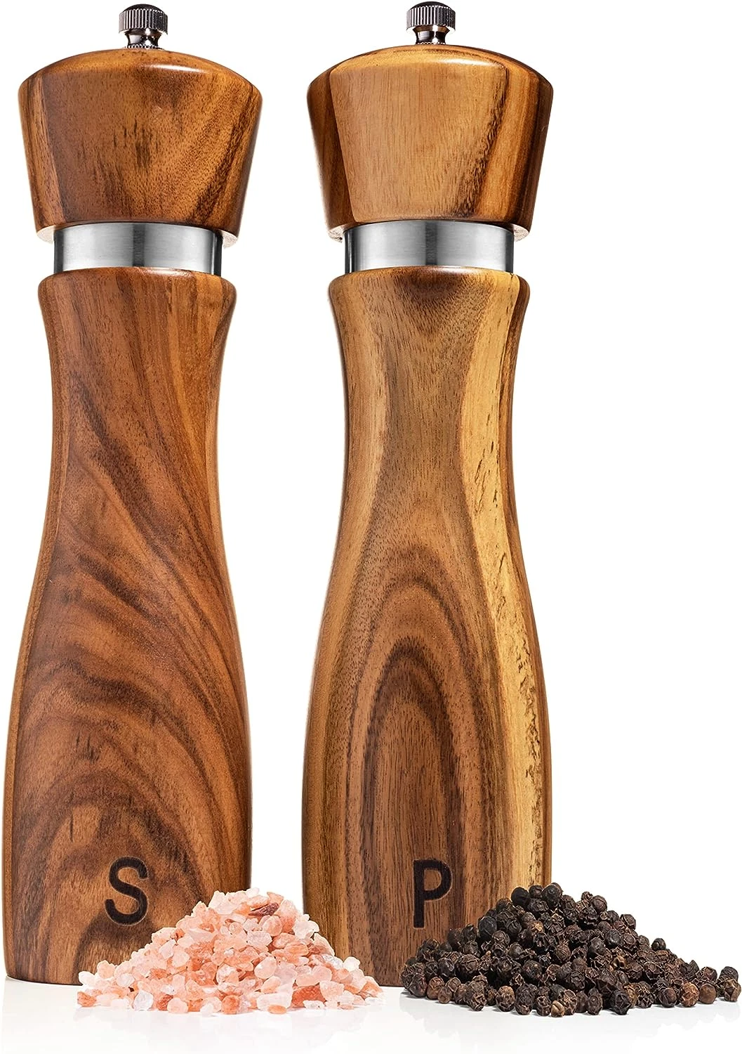 Wooden Salt and Pepper Grinder Set: Refillable Salt & Pepper Mills Adjust for Cu
Opens in a new wind