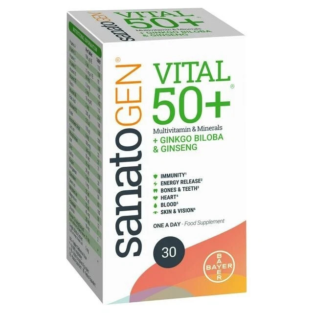 SANATOGEN VITAL 50+ MULTIVITAMIN GINKGO BILOBA & GINSENG 30 TABLETS Relief Immu