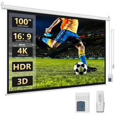 100" 16:9 Electric Motorized Projector Screen HD Home Theater Remote Control