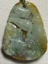 Genuine Burmese Jade Carved Pendant Necklace – Handcrafted Cord Design