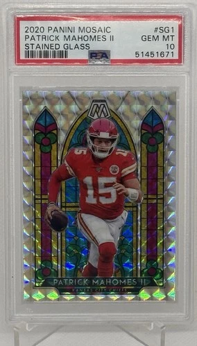 2020 Panini Mosaic PATRICK MAHOMES II Stained Glass Prizm Gem SG1 Chiefs PSA 10