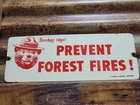 VINTAGE SMOKEY BEAR PORCELAIN SIGN OLD FOREST SERVICE DEPT AGRICULTURE PARK FIRE
