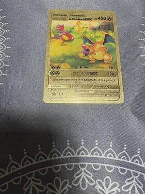 Evolution Charmander Chameleon & Charizard GX HP450 Gold Foil Fan Art Card