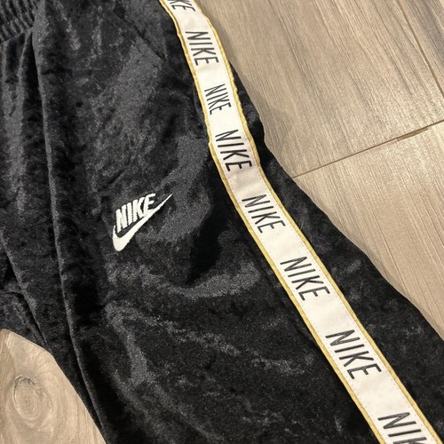 Y2K Nike Tracksuit Girls Youth Small 23x24 Velour Gold Stripe Sweater Sweatpants - Picture 18 of 24