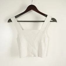 SHEIN Women’s M. White Ribbed Sleeveless Square Neck Knit Cropped Tank Top