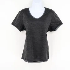 MTA Sport Active Shirt Womens Sz XL Gray Heathered 100% Polyester Short Sleeve