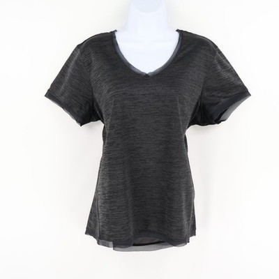 MTA Sport Active Shirt Womens Sz XL Gray Heathered 100% Polyester Short Sleeve