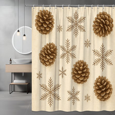 Christmas Pinecone Shower Curtain - Vintage Winter Decor