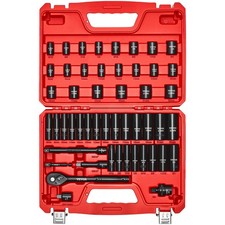 Vevor 38 In Drive Impact Socket Set 50 Piece Sae 516 To 34 In Metric 8-22 Mm