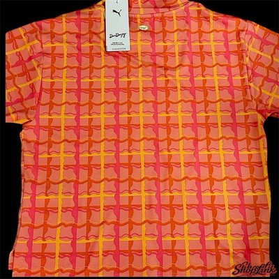 Puma Dani Dazey Cloudspun Mock Neck Shirt Pink Orange XS NWT
