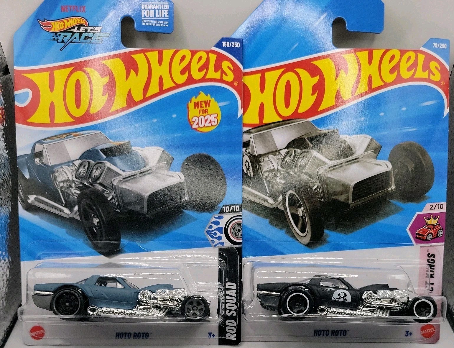 Hot Wheels Hoto Roto.  2026 Black & 2025 Lite Blue. Lot of 2