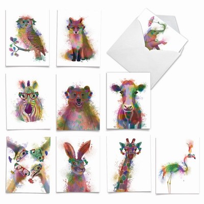 - 10 Unique Blank Watercolor Animal Note Card Box Set 4 x 5 Inch + Envelopes ...