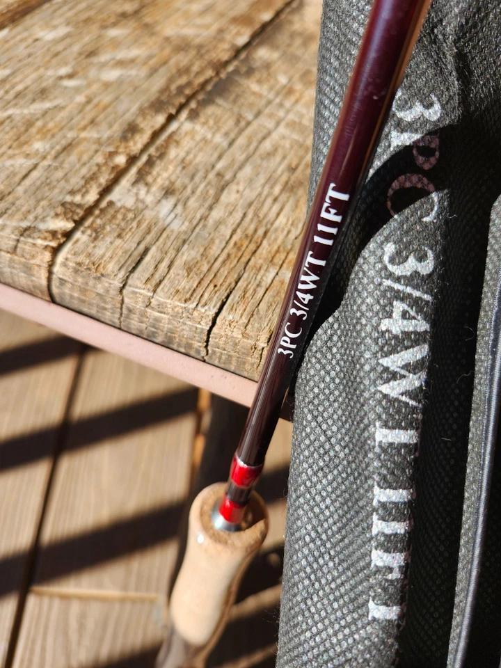 Switch Fly Rod 3 piezas 11 pies 3/4 peso con punta extra ¡Hermosa varilla! Nuevo, c/c Foto 3 de 4